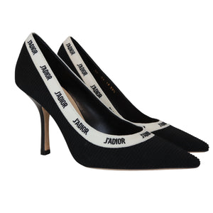 Technical Canvas J'Adior Embroidered Pumps 39.5 Black