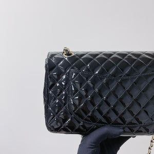 Quilted Medium Cruise Charm Single Flap Patent Black