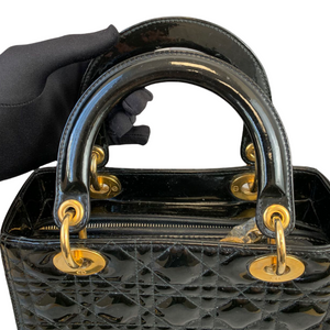 Lady Dior Medium Patent Black GHW