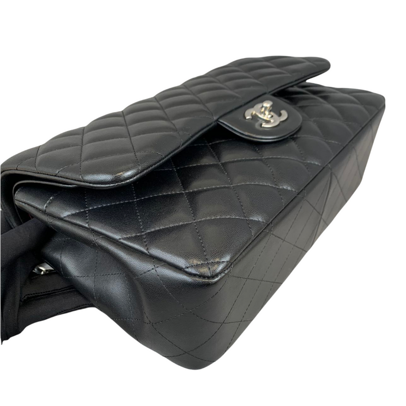 Jumbo Double Flap in Black Lambskin with SHW