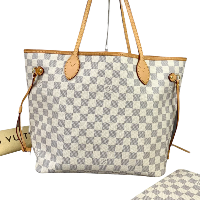 Louis Vuitton Damier Azur Neverfull Bag MM White