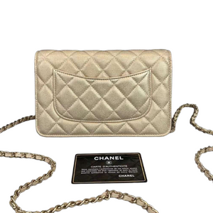 Gold Calfskin Quilted Flap WOC GHW