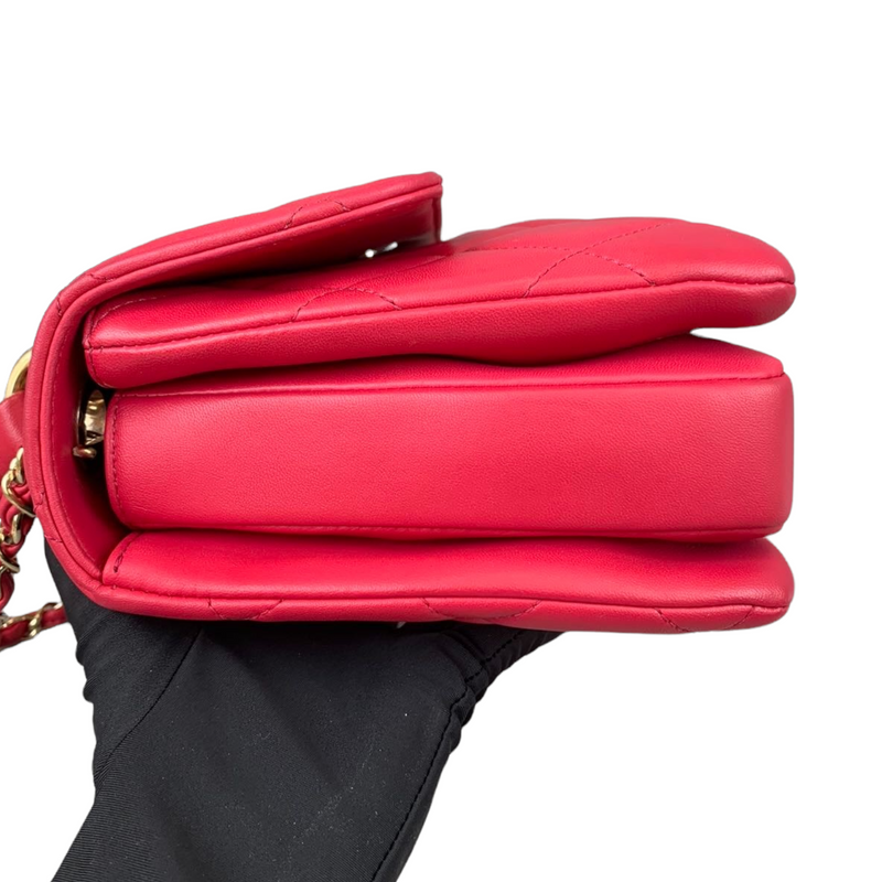 Small Trendy CC Lambskin Red GHW