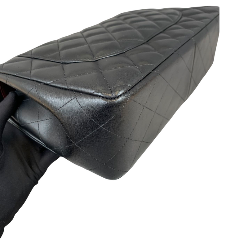 Jumbo Double Flap in Black Lambskin with SHW