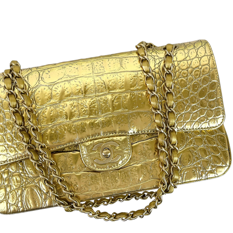 Embossed Calfskin Medium Classic Gold GHW