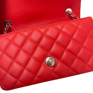 Mini Rectangle Lambskin Red SHW