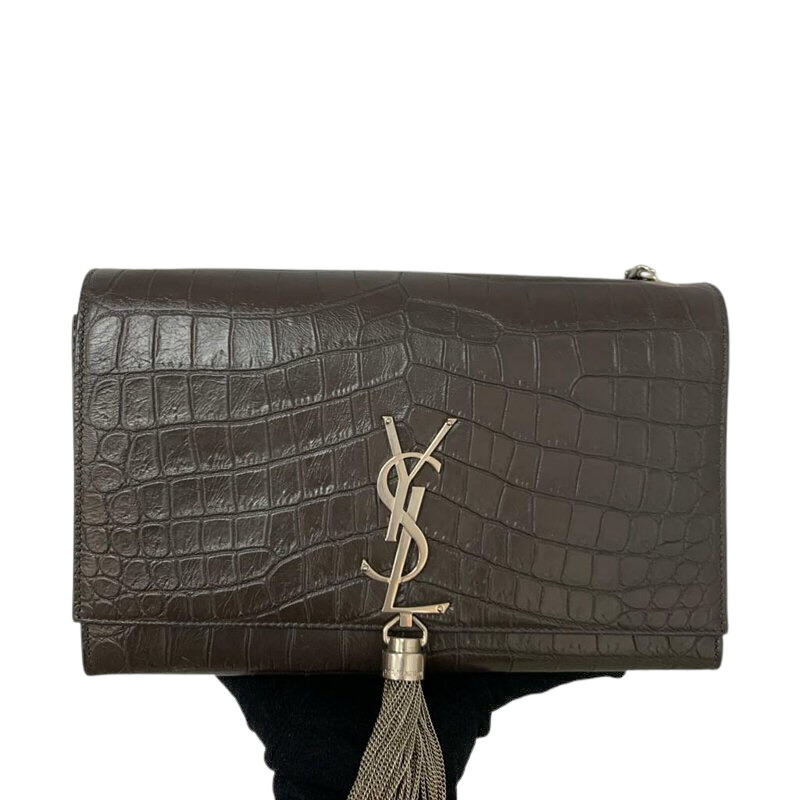 Monogram Kate Tassel Embossed Leather Brown RHW