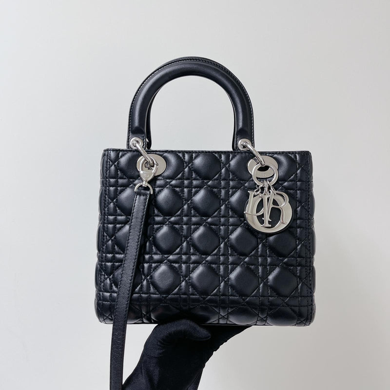 Classic Lambskin Medium Lady Dior Black SHW