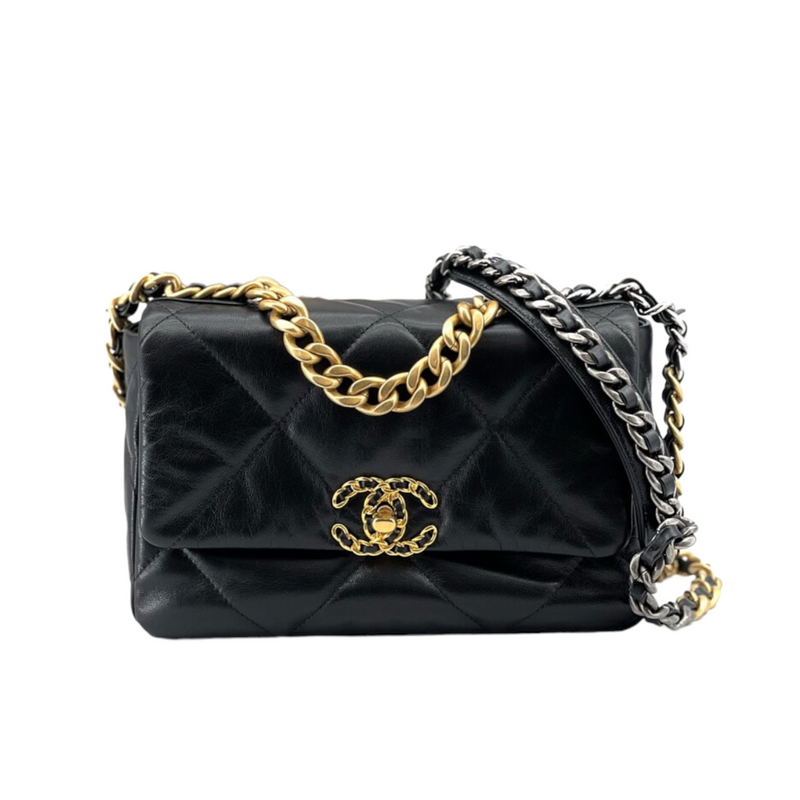 Chanel Black Lambskin Chanel 19 Wallet On Chain WOC Bag