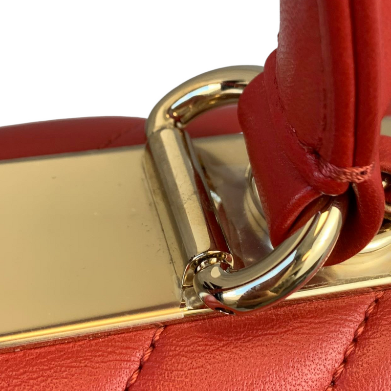 Small Trendy CC Chevron Lambskin Red GHW
