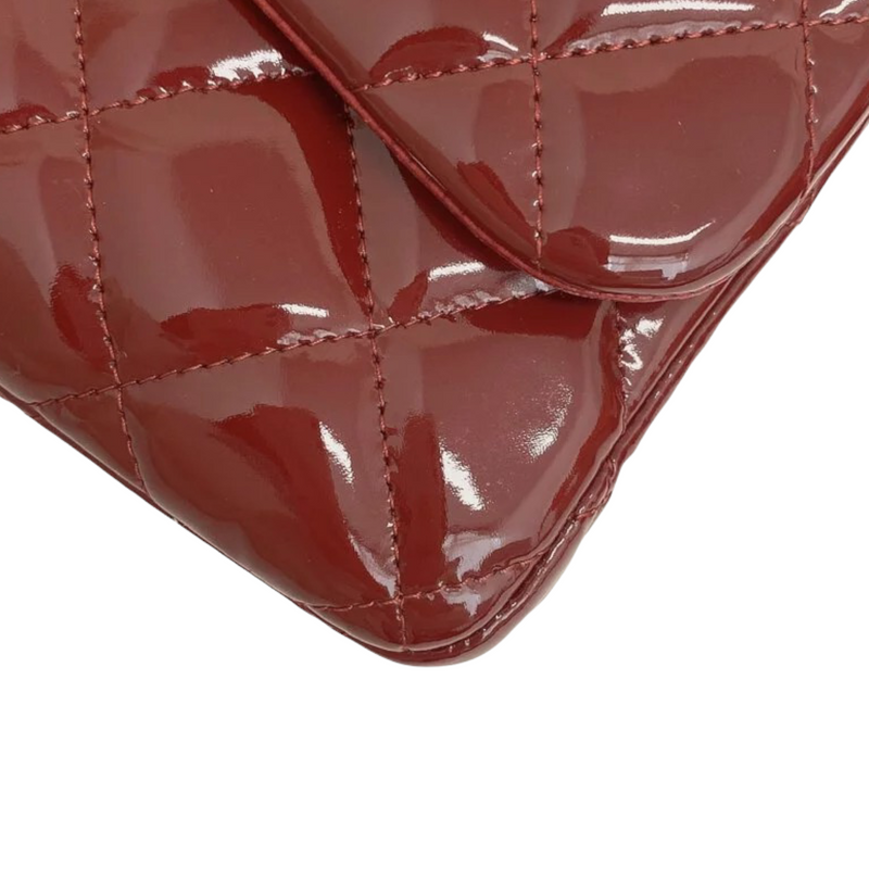Chanel Double Flap Jumbo Patent Red SHW