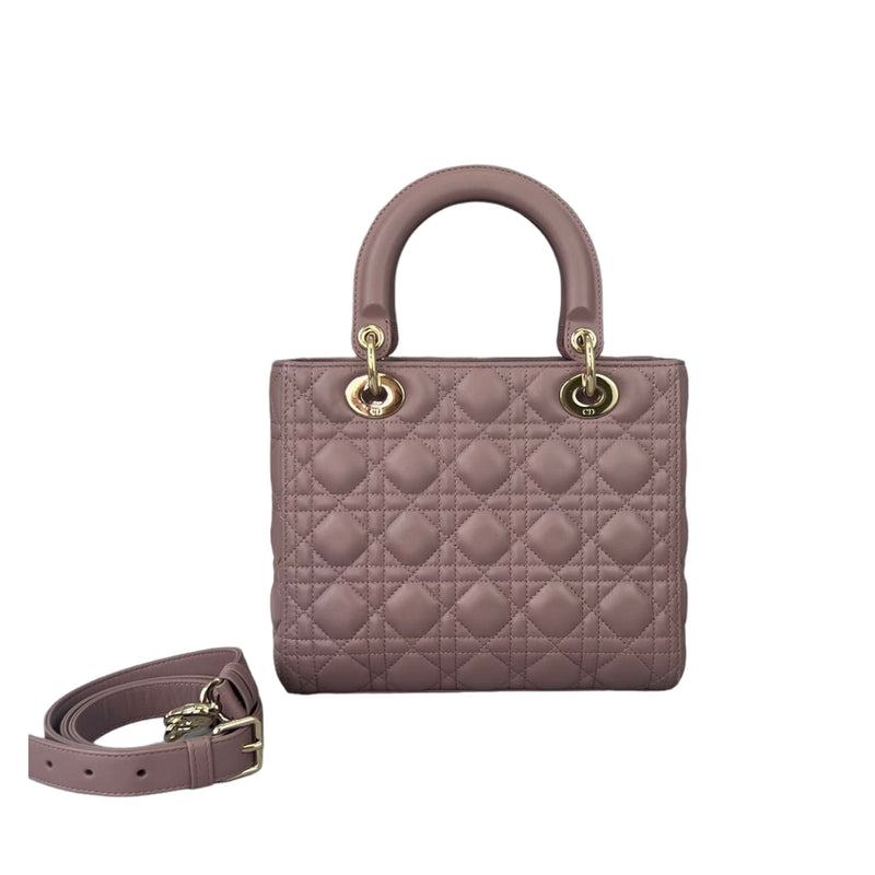 Lady Dior Lambskin Medium Taupe Flap GHW