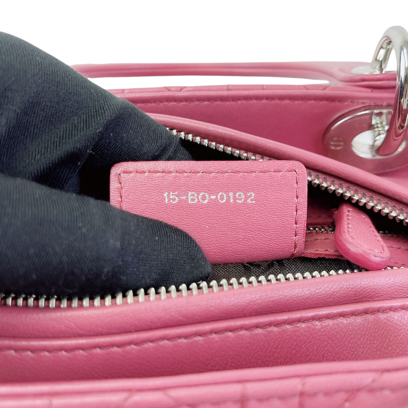 Lady Dior Cannage Lambskin Medium  Pink SHW