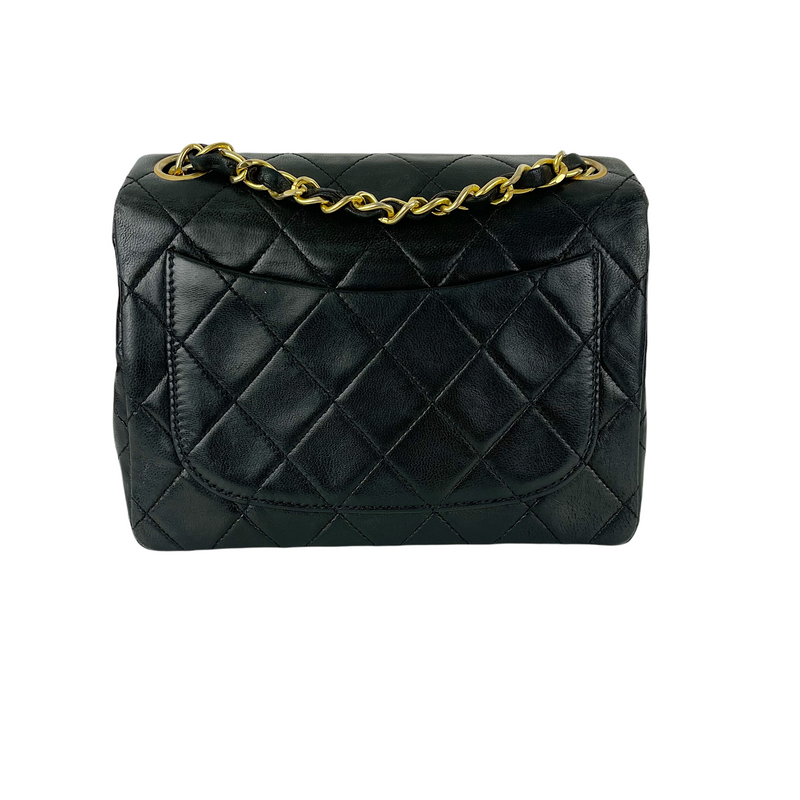 Classic Flap Mini Square Lambskin Black GHW