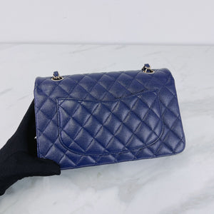 Small Classic Double Flap Caviar Blue LGHW