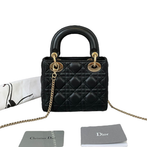 Mini Lady Dior Lambskin Black GHW
