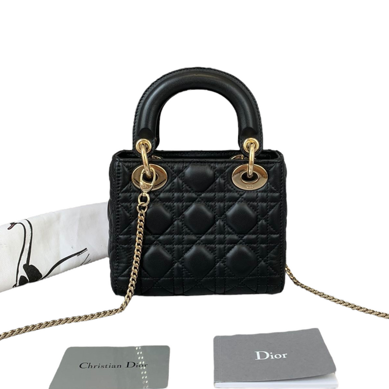 Mini Lady Dior Lambskin Black GHW