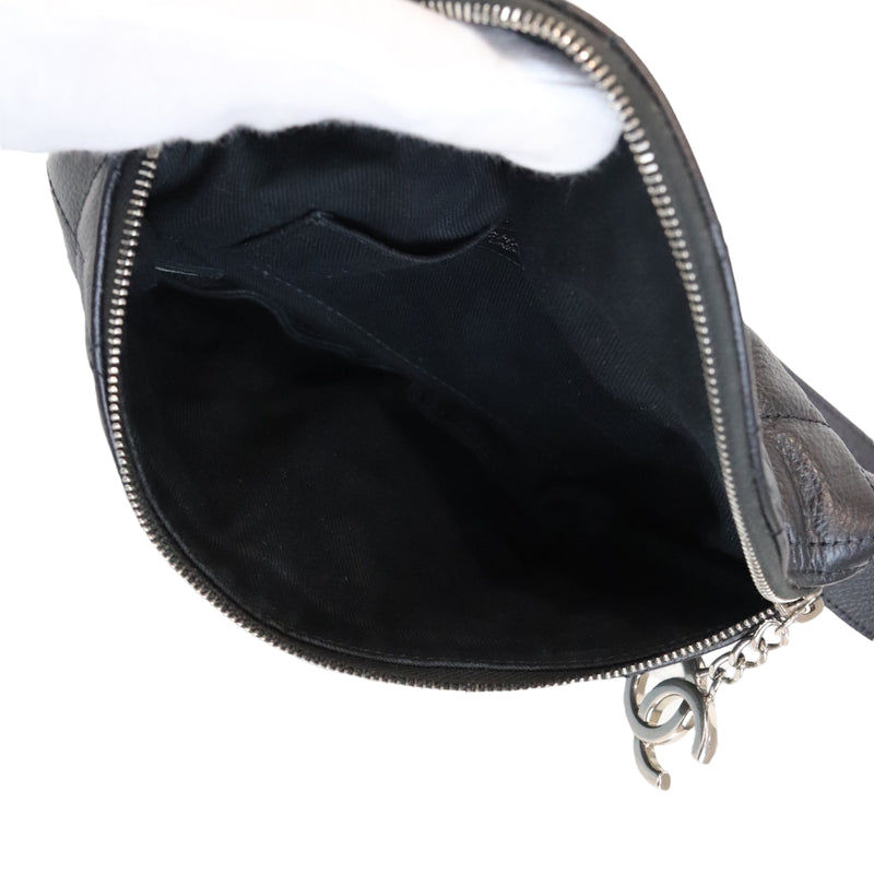 Uniform Calfskin Black Belt Bag SHW