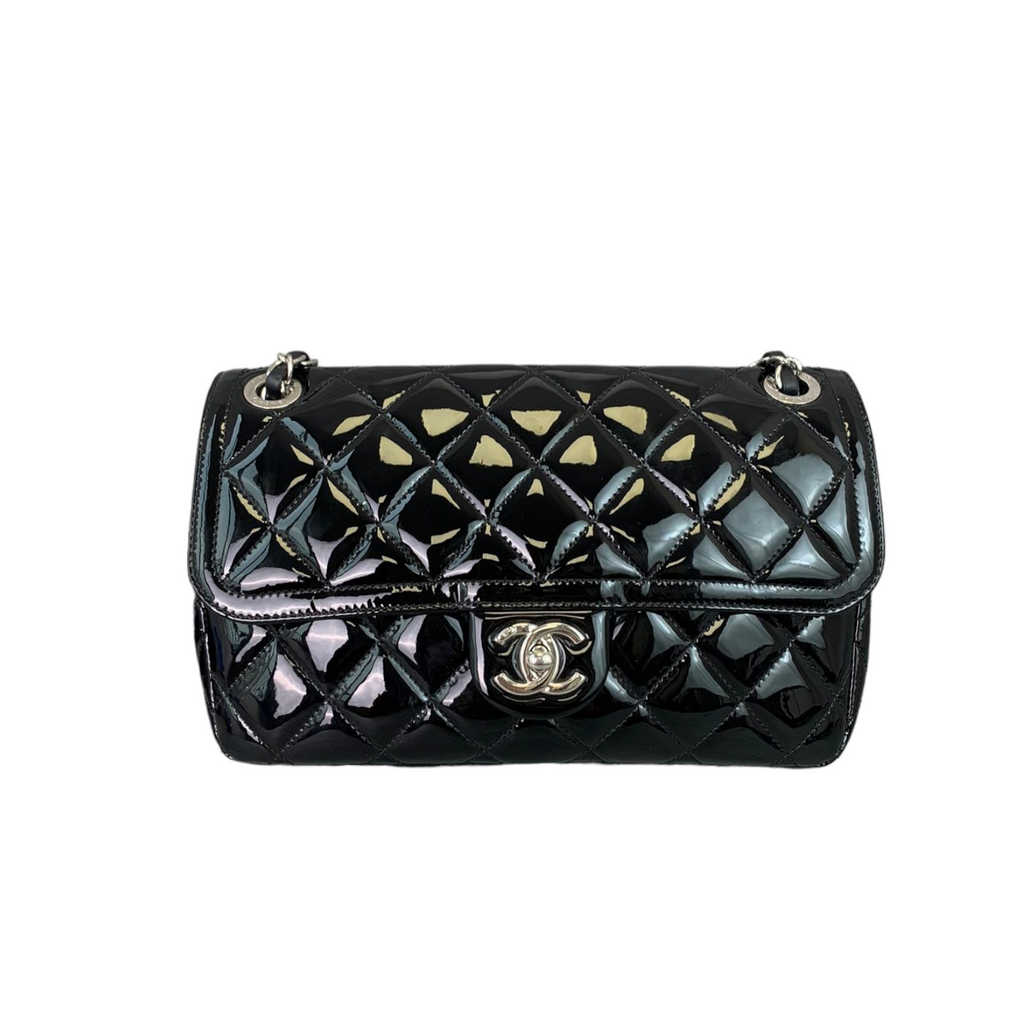 Small rectangle Flap Black Patent SHW