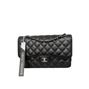 Jumbo Classic Double Flap Caviar Black SHW