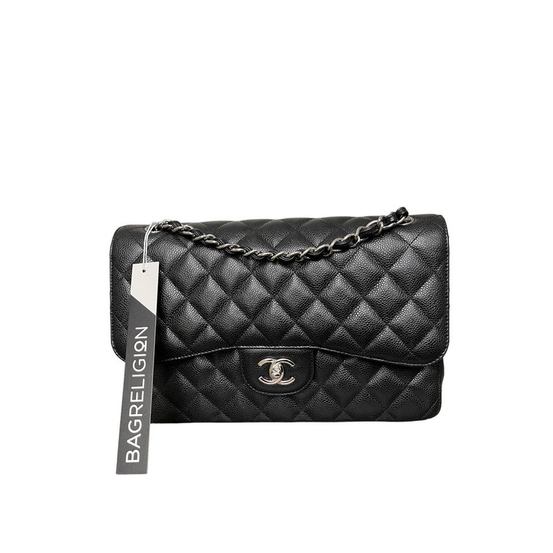 Jumbo Classic Double Flap Caviar Black SHW
