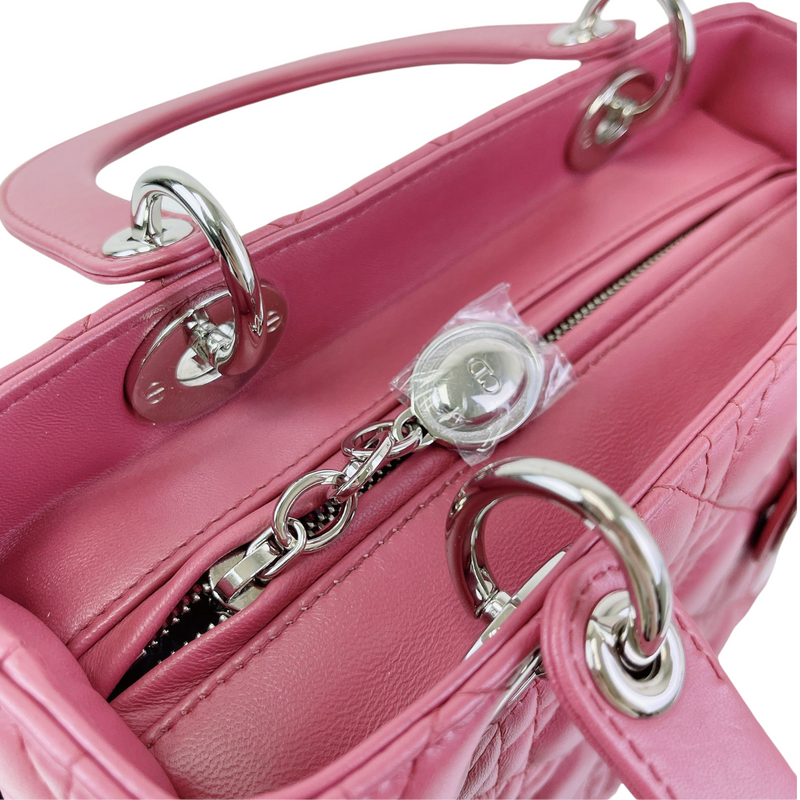 Lady Dior Cannage Lambskin Medium  Pink SHW