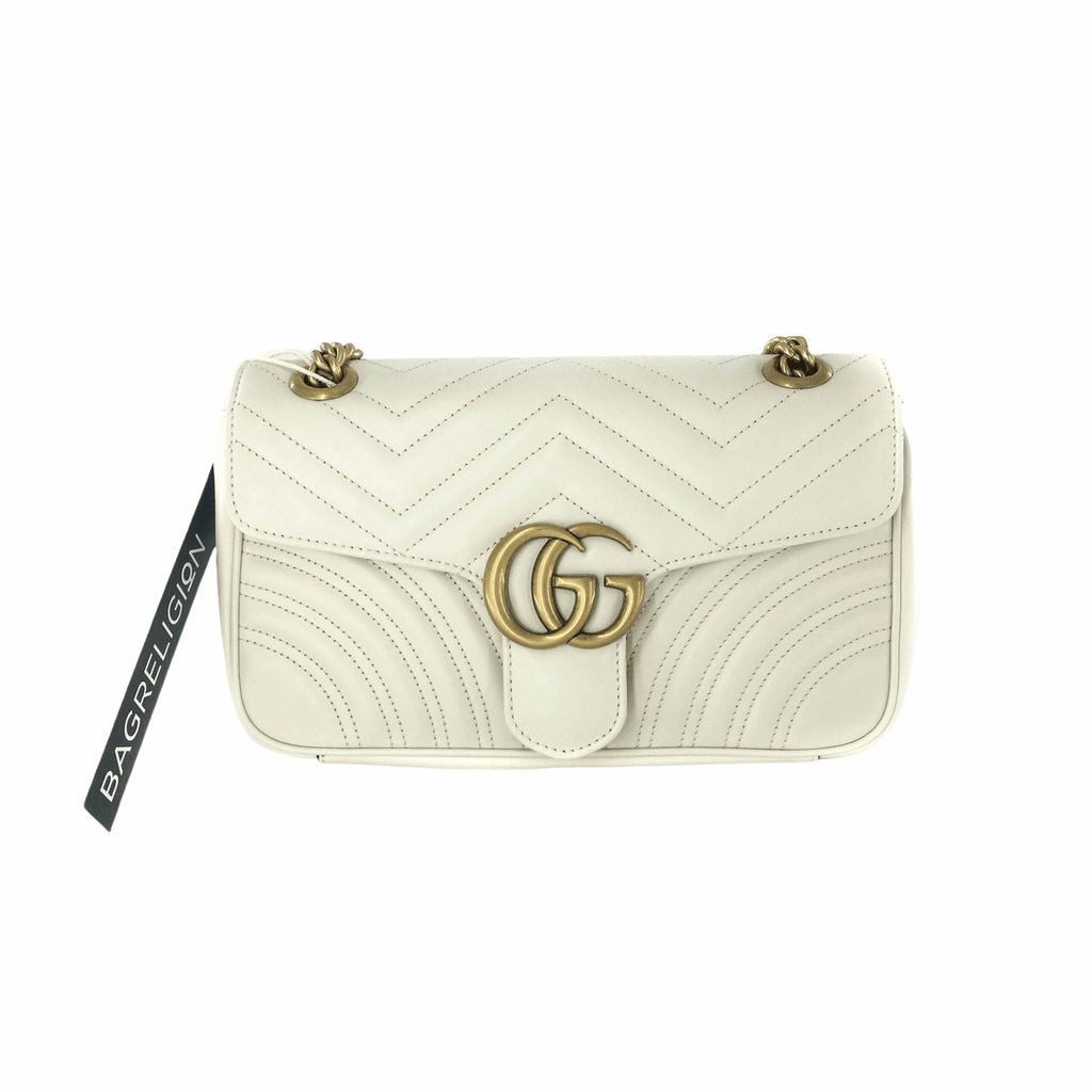 Marmont Matelasse Small Shoulder Bag in White