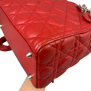 Medium Lady Dior Cannage Lambskin Red SHW