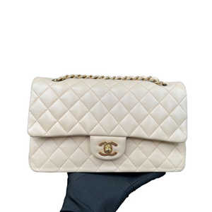 Classic Lambskin Double Flap Medium Beige GHW