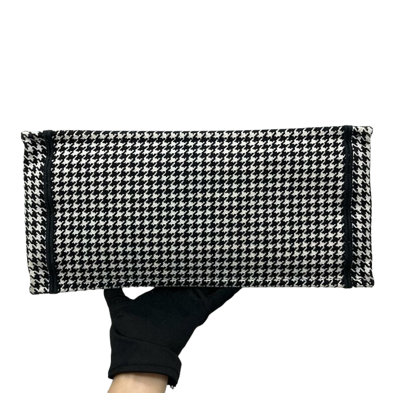 Medium Dior Book Tote Houndstooth Embroidery