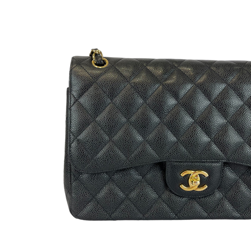 Jumbo Classic Double Flap Caviar Black GHW