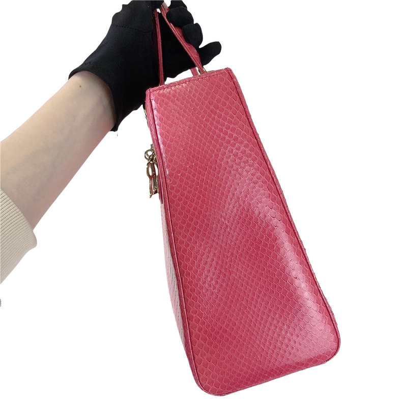 Lady Dior Large Snakeskin Pink LGHW