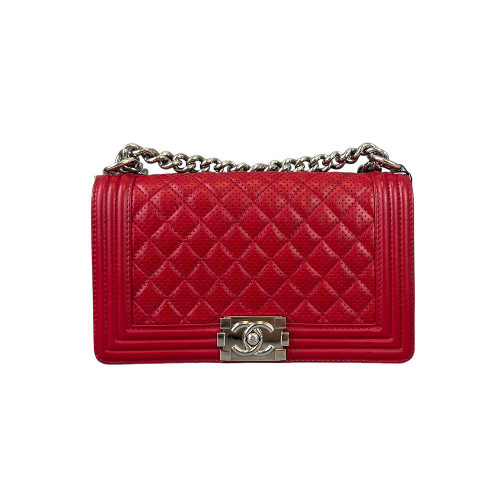 Le Boy Bag Red Perforated Lambskin SHW