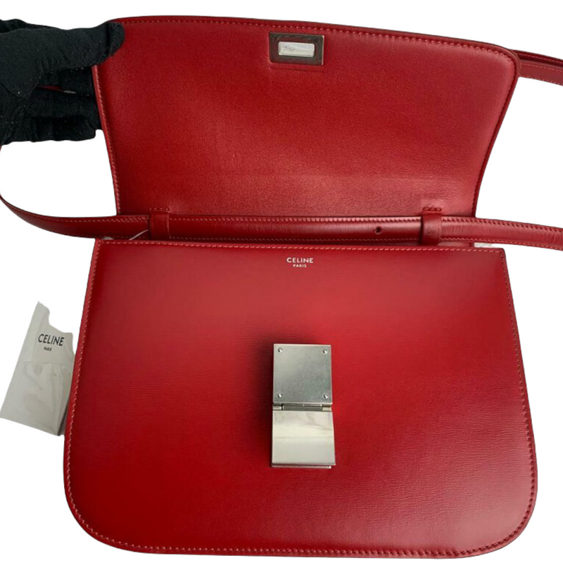 Classic Box Bag Medium Leather Red SHW