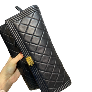 Chanel Boy Clutch Lambskin Black GHW