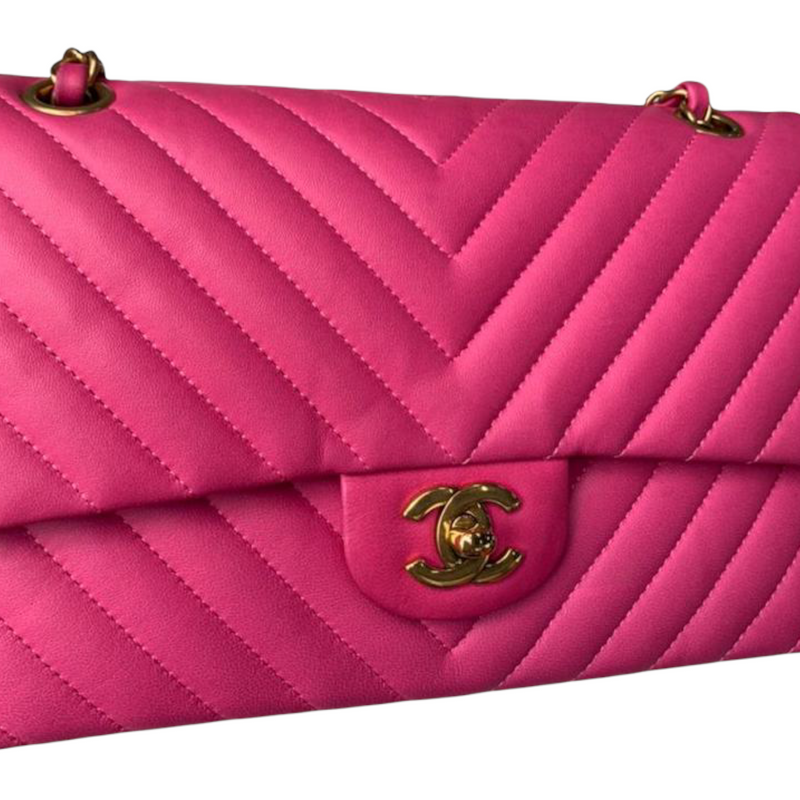 Classic Chevron Double Flap Medium Lambskin Pink GHW