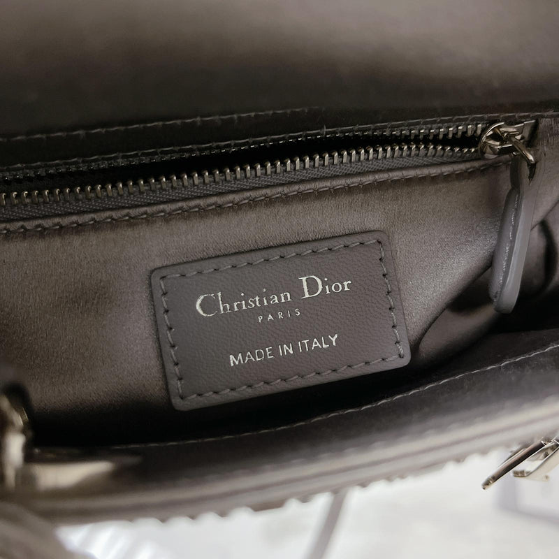 Embellished Cannage Satin Mini Lady Dior Grey