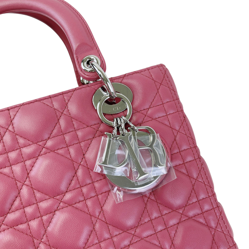 Lady Dior Cannage Lambskin Medium  Pink SHW