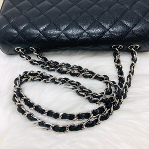 Single Flap Classic Jumbo in Black Caviar with SHW