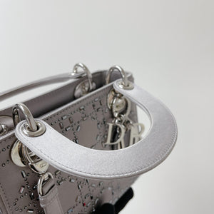 Embellished Cannage Satin Mini Lady Dior Grey