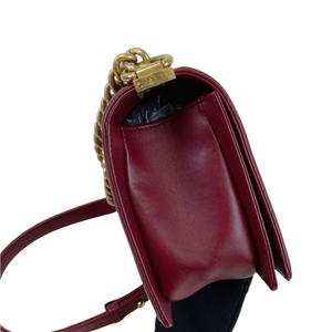 Quilted Old Medium Boy Calfskin Dark Red GHW