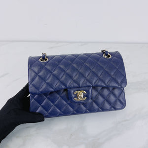 Small Classic Double Flap Caviar Blue LGHW