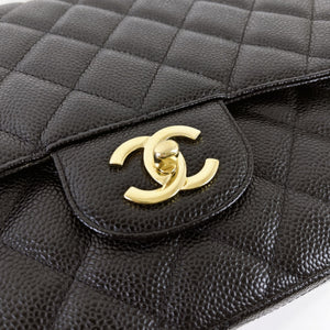 Single Flap Jumbo Black Caviar GHW