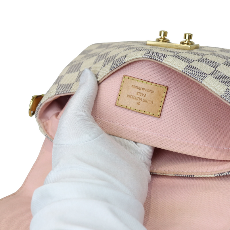 LOUIS VUITTON White Croisette Damier Azur Satchel Crossbody