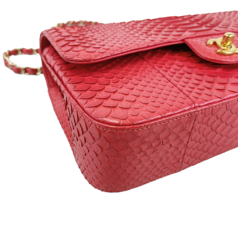 Classic Flap Medium Bag Python Red GHW