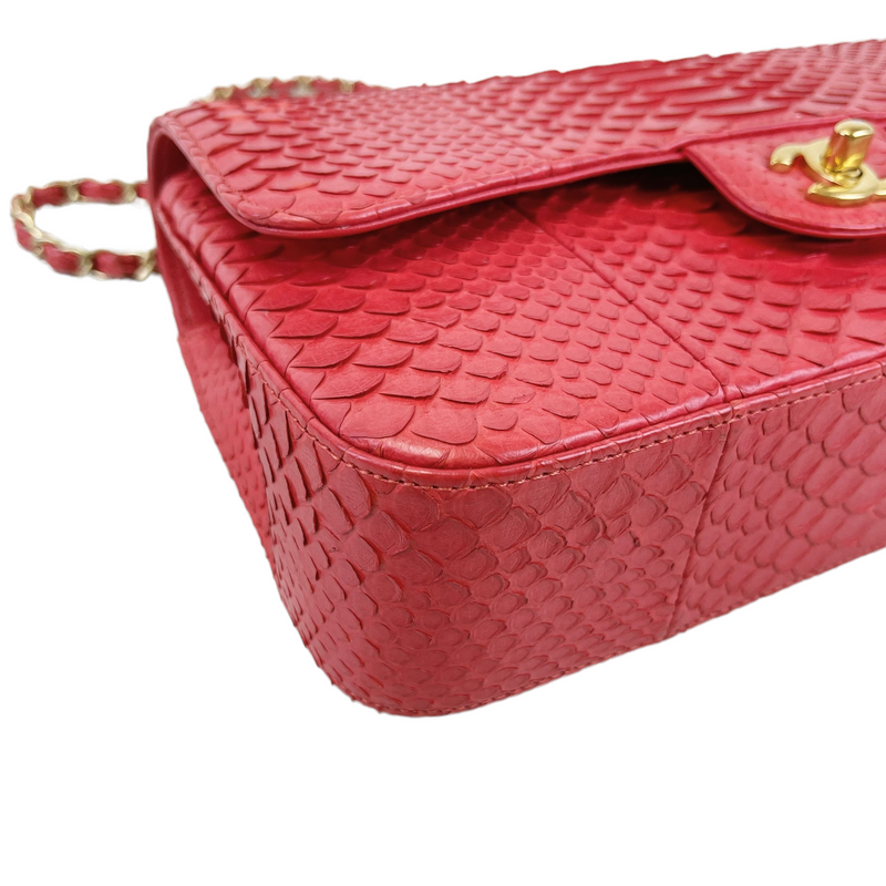 Chanel 18K Red Black Ombre Iridescent Python Mini Flap Bag RHW