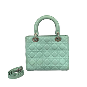 Medium Lady Dior Cannage Aqua SHW