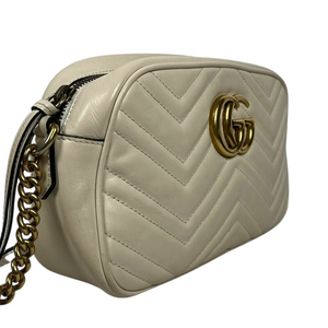Small Marmont Leather Camera Cream GHW