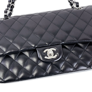 Medium Classic Double Flap Lambskin Black SHW
