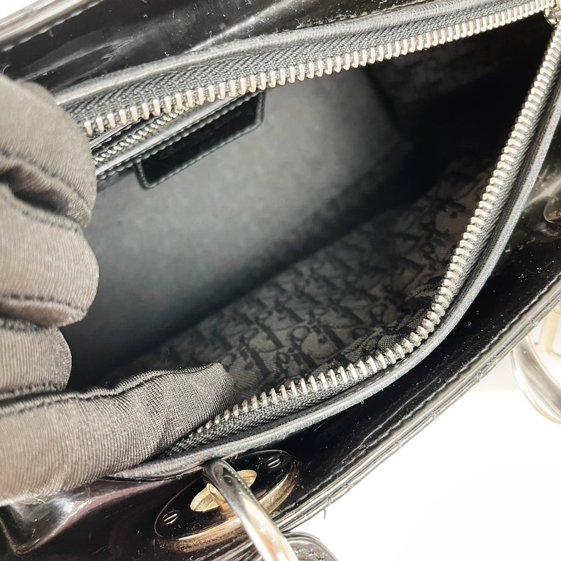 Lady Dior Medium Patent Black SHW
